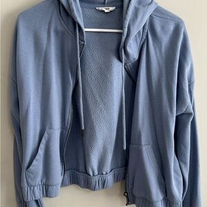Blue Hooded Zip-Up Jacket